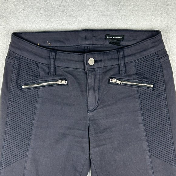 Club Monaco Jeans Women Size 2 Grey Stretch Low‎ Rise Skinny Faux Zipper Pockets - Picture 3 of 11
